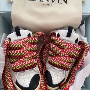 Lanvin White Sneakers with Bold Multicolor Laces